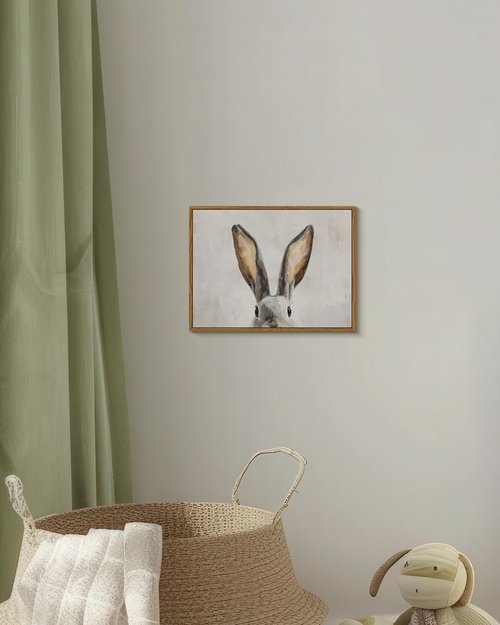 InSimSea Framed Canvas Wall Art - Cute Easter Bunny Decor for Kids' Room | 12x16in Aesthetic Artwork