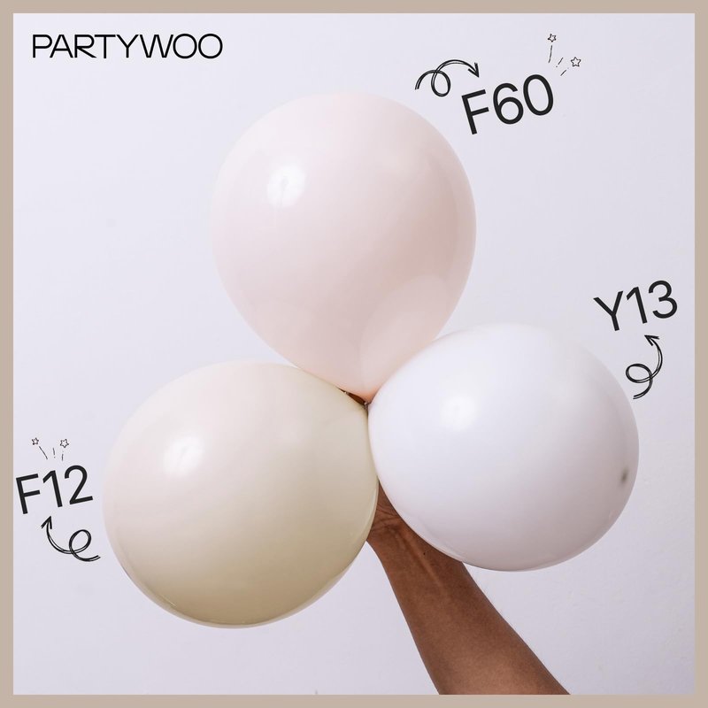 PartyWoo Beige Balloons 101pcs 12 Inch Boho Cream Ivory Neutral White Latex Balloons for Graduation Wedding Anniversary Engagement Bridal Shower Baby Shower Birthday Party Decorations White-F60