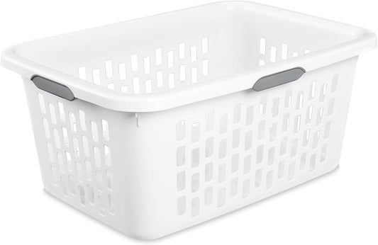 Large Plastic Laundry Basket by [Brand Name] - 2 Bushel Capacity, Durable & Collapsible, White