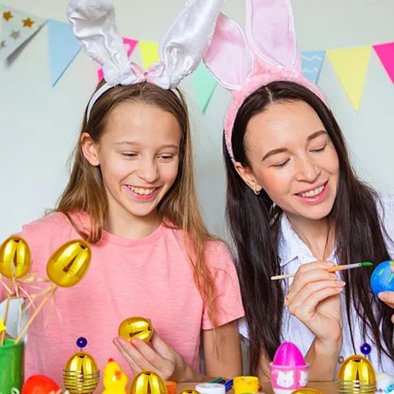 MAGICLULU 12pcs Bright Gold Easter Eggs, Fillable Plastic Empty Gold Egg for Hunt Basket Stuffers, Classroom Prizes Easter Party Decor, Easter Eggs Hunt Basket Stuffers Fillers
