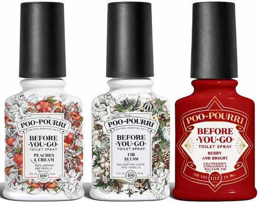 Poo-Pourri Toilet Spray Variety Pack - Spring Scents: Berry & Bright, Peaches & Cream, 2 Oz