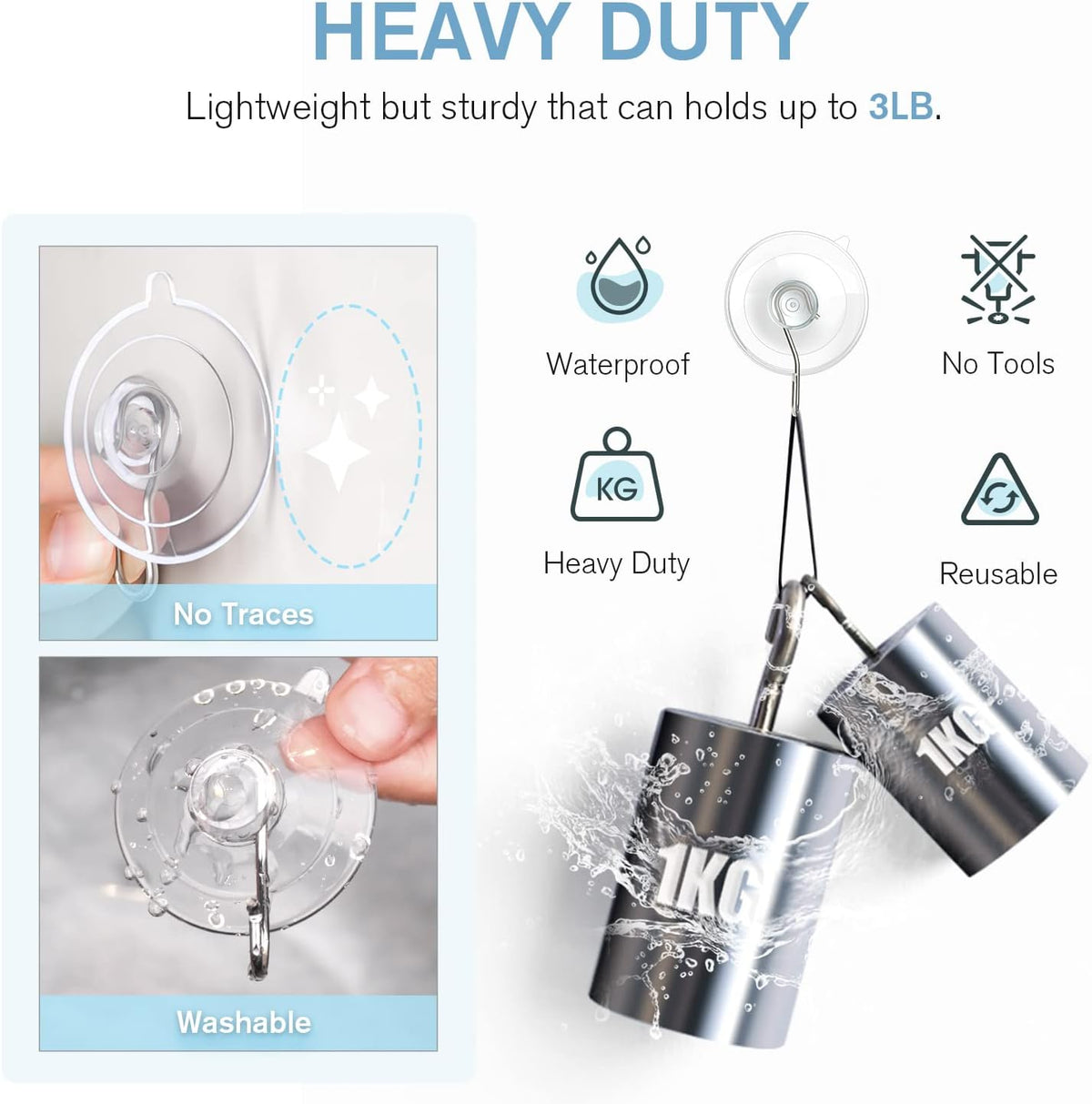VIS'V Suction Cup Hooks - 1.77 Inch Clear Window Hooks | Removable & Reusable, 12 Pack