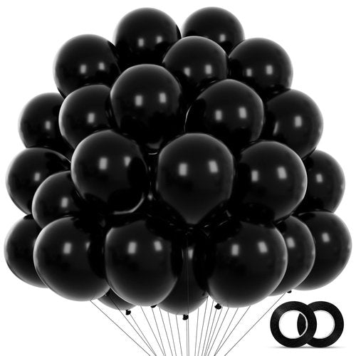 Black Balloons 110Pcs, 5 Inch Small Black Latex Party Balloons, Mini Thick Black Birthday Balloons for Wedding Baby Shower Decorations.