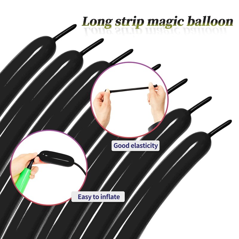 Black 260 balloons, Thickening Latex Black 260q Balloons for Animal Model, 100pcs Long Twisting Balloons for Halloween Xmas Presents, Animal Shape Weddings, Birthdays Clowns.