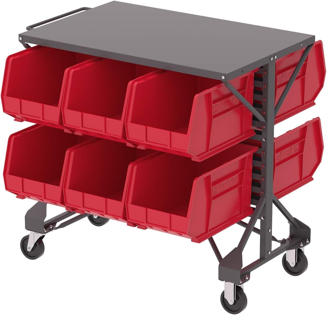 Akro-Mils Plastic Storage Bins - Space-Saving Stackable Organizers for Garage & Pantry | 18" x 11" x 10", Red, 6-Pack