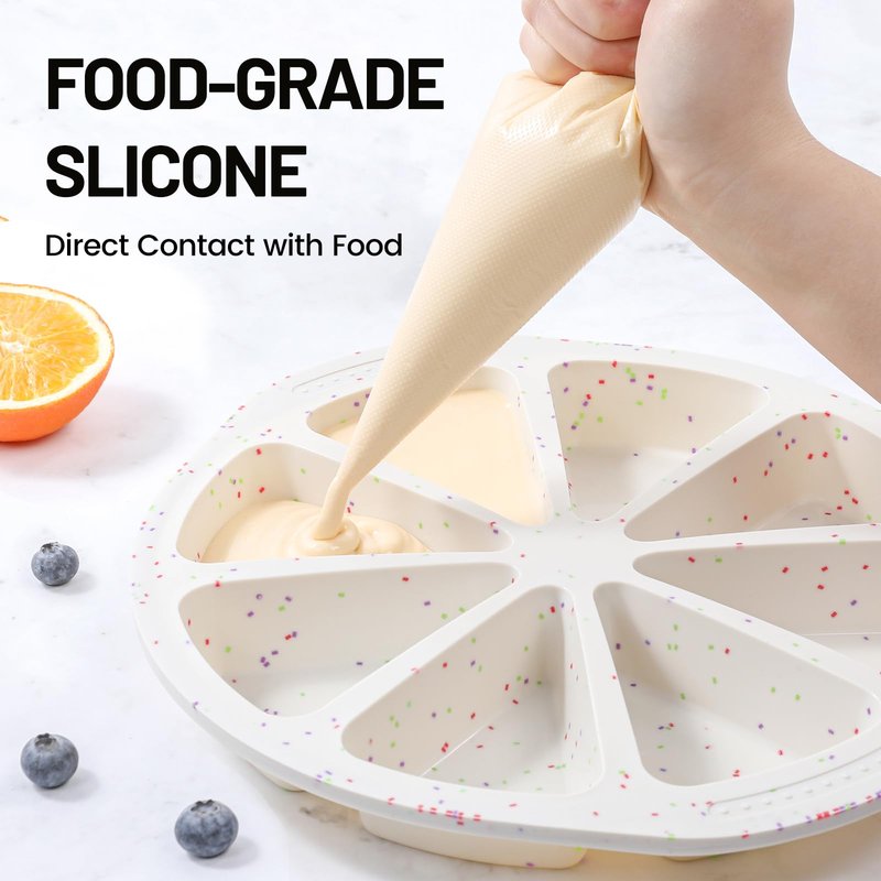 Vinino Silicone Scone Pan with Reinforced Frame, 8-Cavity Triangle Cake Mold Suitable for Brownies, Muffins, Cheesecake, Nonstick Wedge Pan BPA-Free, Oven, Dishwasher Safe-Cream