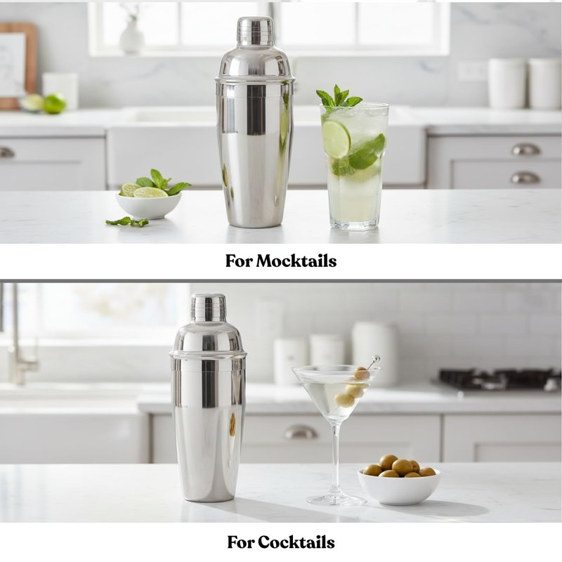 MAZDA Cocktail Shaker, 25 oz Martini Shaker, Drink Shaker Built-in Strainer, Professional Stainless Steel Margarita Mixer, Bartender Kit Gifts