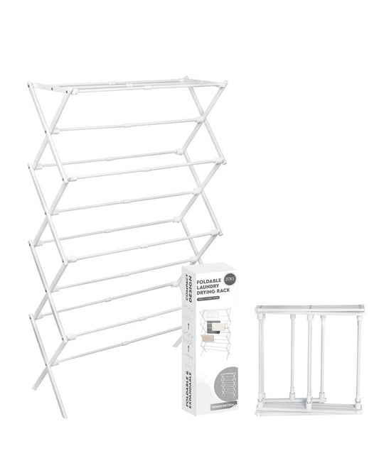 ZOES HOMEWARE 4-Tier Clothes Drying Rack, 4ft High Foldable Drying Rack Clothing for Indoor & Outdoor, Portable Collapsible Laundry Dryer for Laundry Room and Apartment, White 29" L x 49" H x 11.5" W