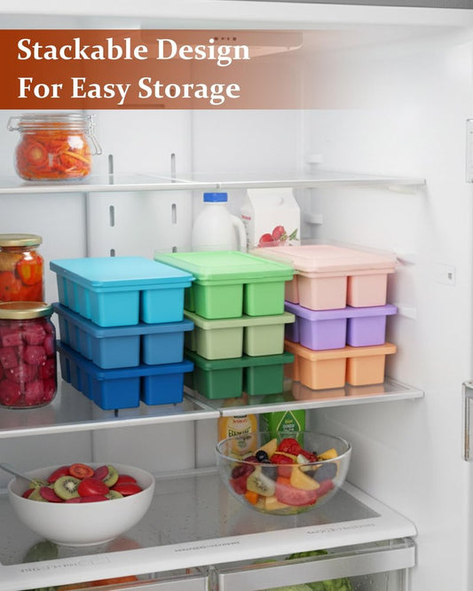 Large Silicone Ice Cube Trays with Lids, ZDPMK 3 Pack Large Ice Cube Molds for Whiskey, Easy-Release 2 Inch Square Big Ice Cube Molds for Freezer, Cocktails, Iced Coffee, Baby Food, Dishwasher-Safe