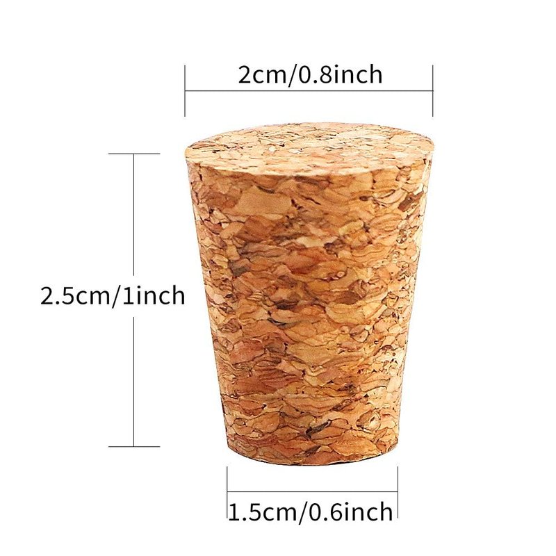 Owevvin 100 Pieces #7 Tapered Cork Plugs, Premium Blank Wine Corks Wine Stoppers Replacement Corks, 0.8 x 0.6 x 1 Inch