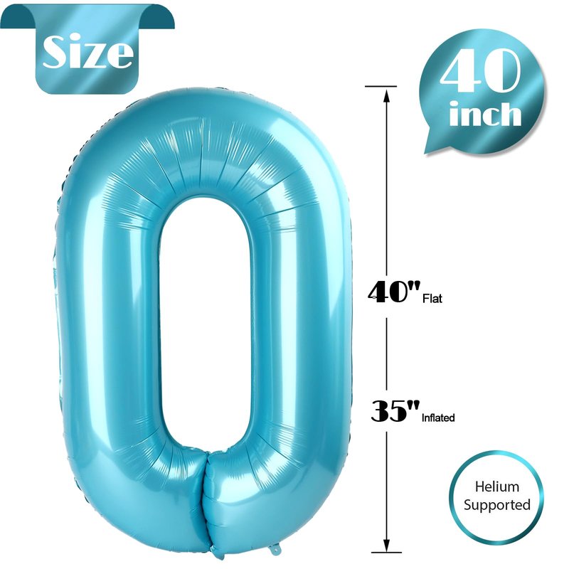 Pearlescent Blue Number 13 Balloon 40 inch, 13 Number Balloons, 13th Birthday Decorations for Girls Boys, 13 Year Old Pearlescent Blue Party Supplies