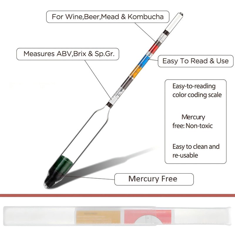 3 Packs Triple Scale Hydrometer with Cleaning Cloth for Wine Beer Mead Kombucha Brewer Elite Hydrometer Alcohol Measuring Tools Brewing Supplies Distilling Equipment for Home Tester