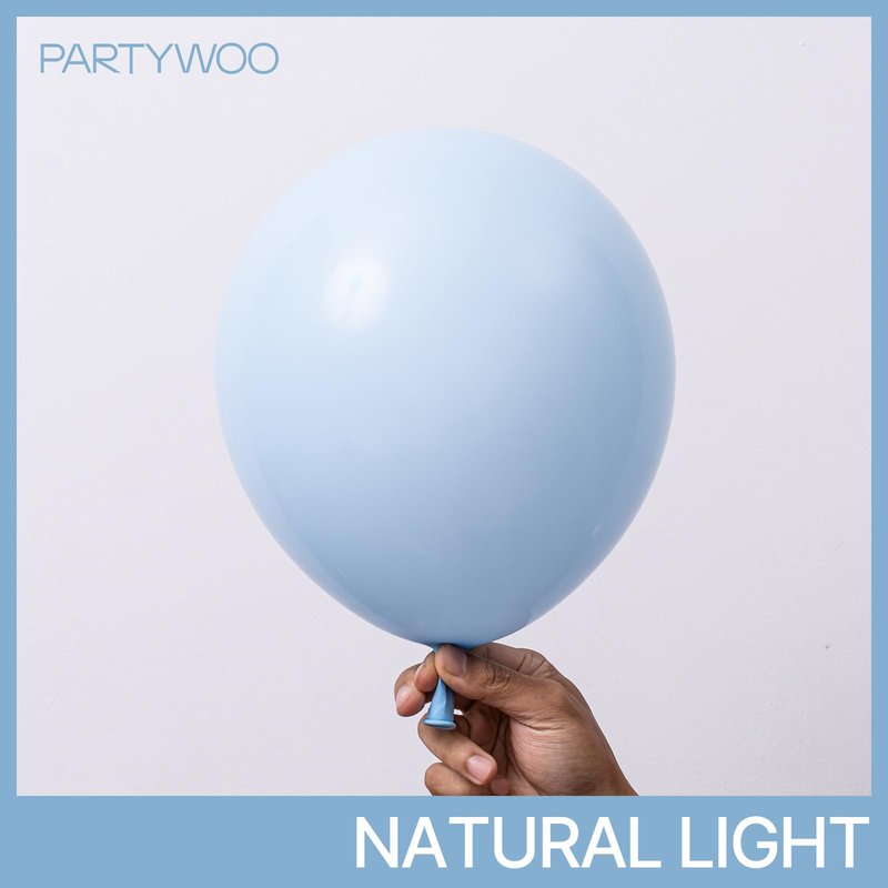 PartyWoo Baby Blue Balloons 101pcs 12 Inch Light Pastel Sky Aqua Blue Balloons for Graduation Baby Shower Gender Reveal Weddings Easter Birthday Bachelorette Anniversary Party Decorations Blue-Q13