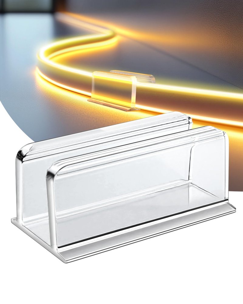 Neon Rope Light Clips Mounting - 24 Pcs Clear Waterproof LED Strip Clip Brackets - Adhesive Wall Mount Holder for Govee and Other Neon LED Lights Strips