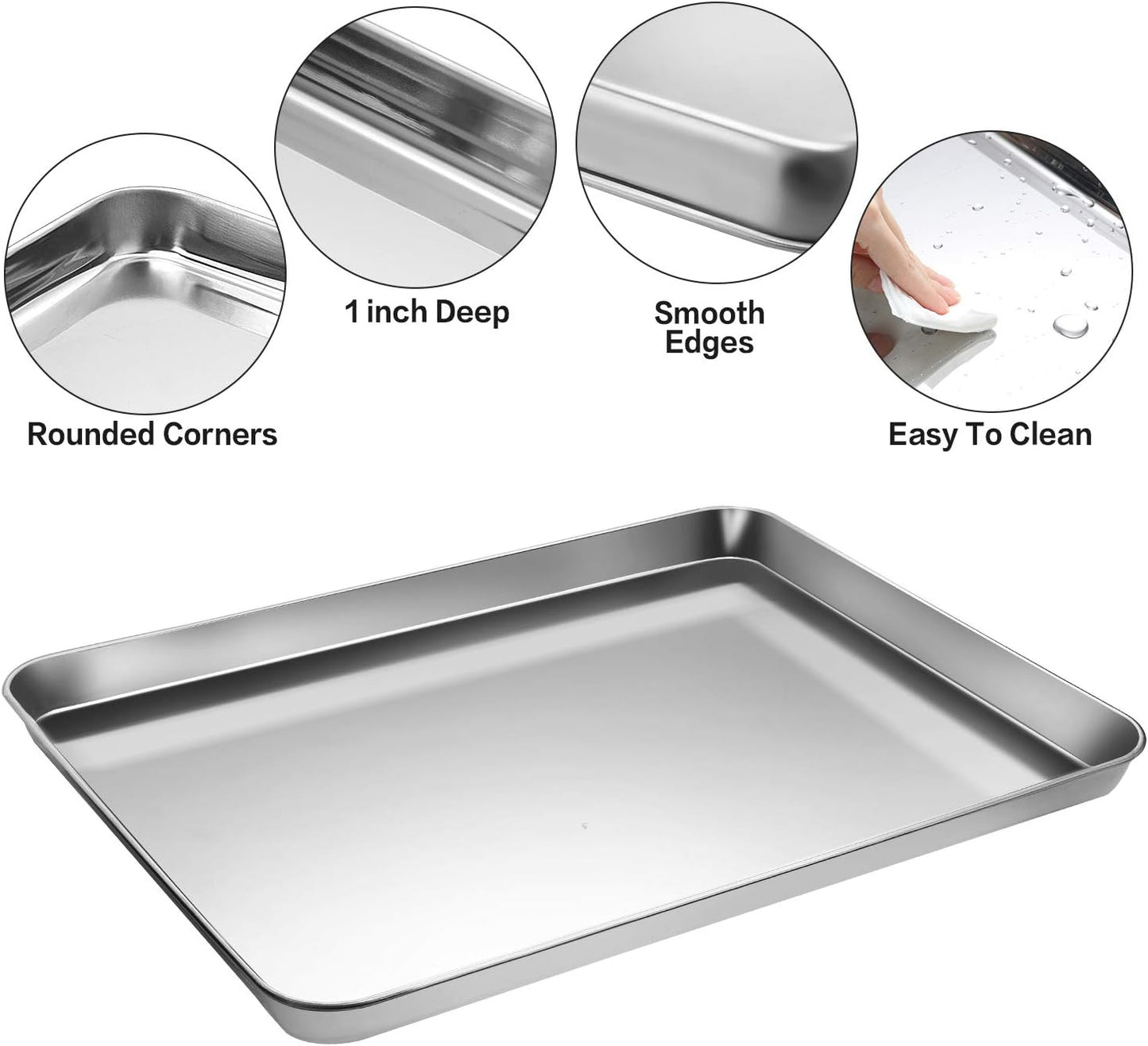 MCIRCO Stainless Steel Baking Sheet Set - 6 Pieces with Silicone Mats & Racks | 17.3 x 13 x 1 Inch