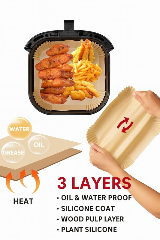 200 Pack 8 Inch Square Air Fryer Liners, Disposable Unbleached Parchment Paper, Non-Stick & Leakproof, Heat Resistant Baking Paper for Air Fryer & Oven