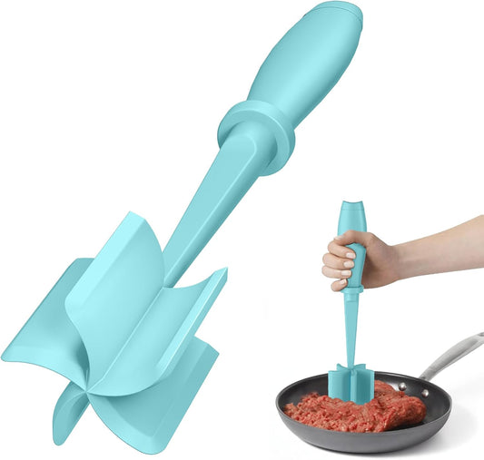 Meat Chopper - Skiennix Premium Heat Resistant Hamburger Smasher for Ground Beef & Turkey - Aqua