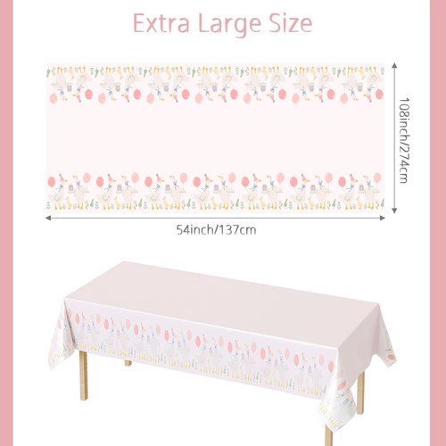 Honeydak 4 Pcs Silly Goose Birthday Party Tablecloths Pink 1st Baby Shower Gingham Table Cover Disposable Plastic Tablecloths Goose Theme Party Supplies for 1st Boys Girls Summer Decorations
