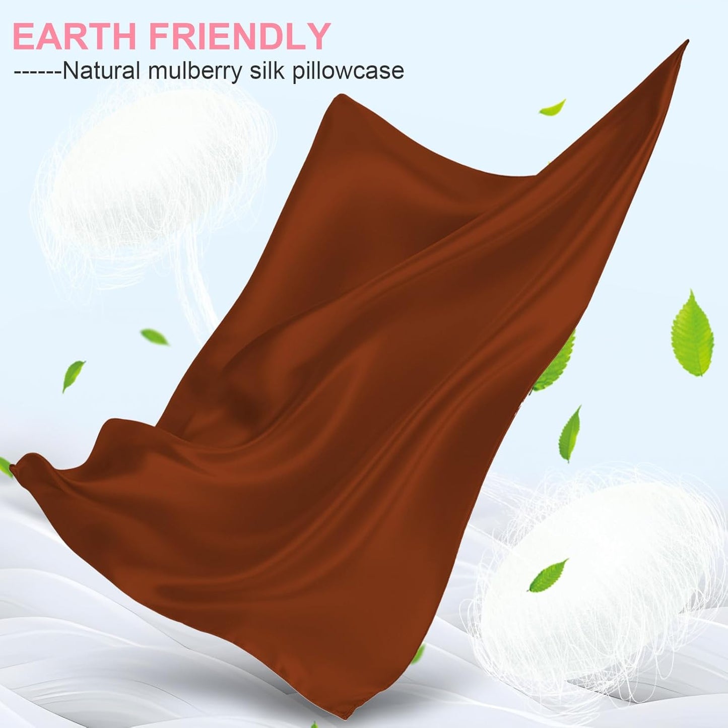 Skiennix Silk Pillowcases - 2 Pack Queen Size, Hidden Zipper, Breathable Cooling Mulberry Silk | Burnt Orange