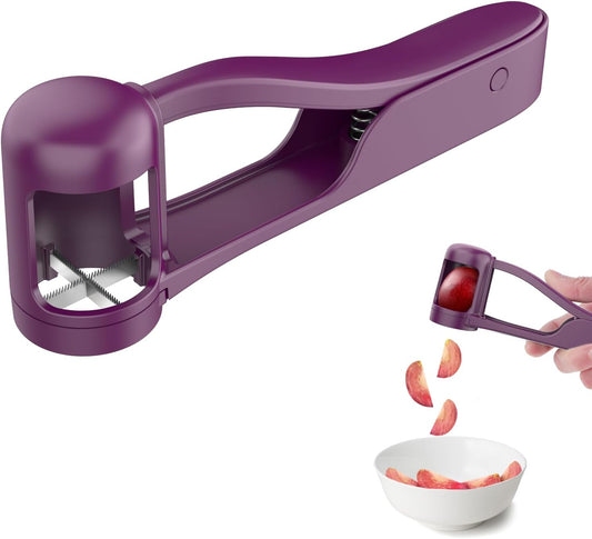 Luvan Grape Cutter for Toddlers 1-3 | Stainless Steel Fruit Slicer - Purple, Ideal for Salad & Cake Decor