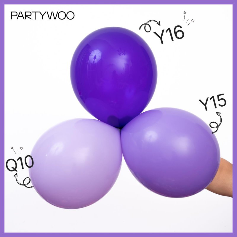 PartyWoo Purple Balloons 100pcs Different Sizes of 18 12 10 5 Inch Purple Balloon Arch Kit Garland for Birthday Engagement Wedding Bachelorette Bridal Shower Butterfly Party Decorations Purple-Y15