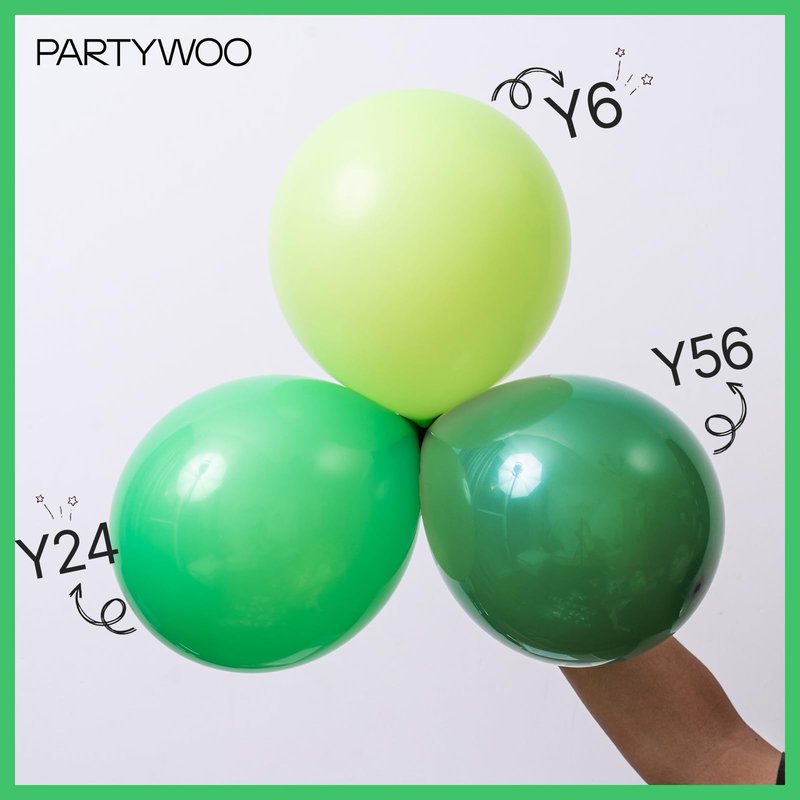 PartyWoo Green Balloons 100 pcs Different Sizes of 36 18 12 10 5 Inch Green Balloon Arch Kit Garland for Birthday Baby Shower Graduation Dinosaur Jungle Golf Football Theme Party Decorations Green-Y24