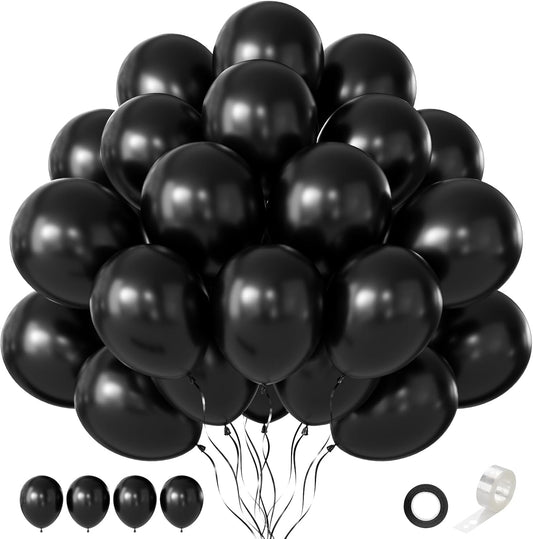 60 PCS Black Balloons by [Brand Name] - 12-Inch Latex Balloons for Birthday, Wedding & Baby Shower Decor