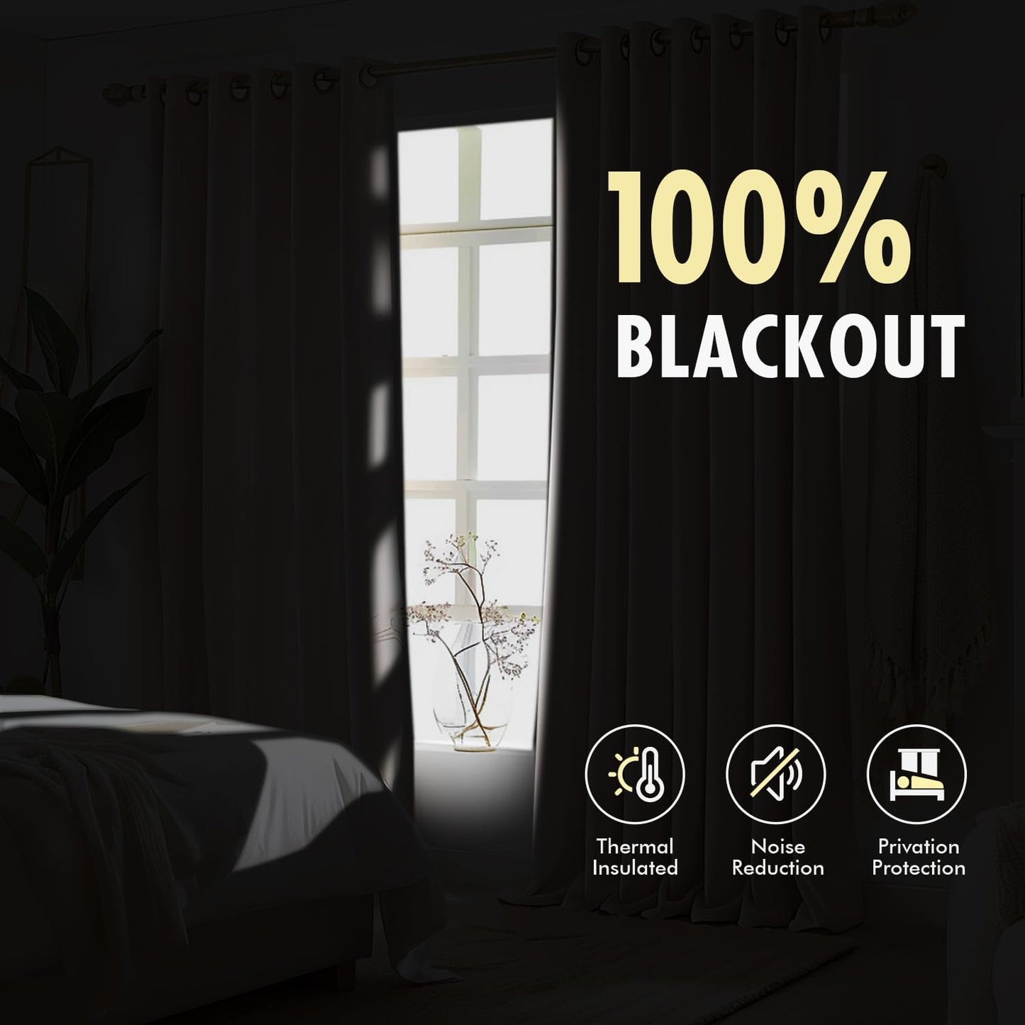 MIULEE 100% Blackout Linen Curtains - Natural Pinch Pleated Design | 84-Inch Long, Room Darkening Drapes (2 Panels)