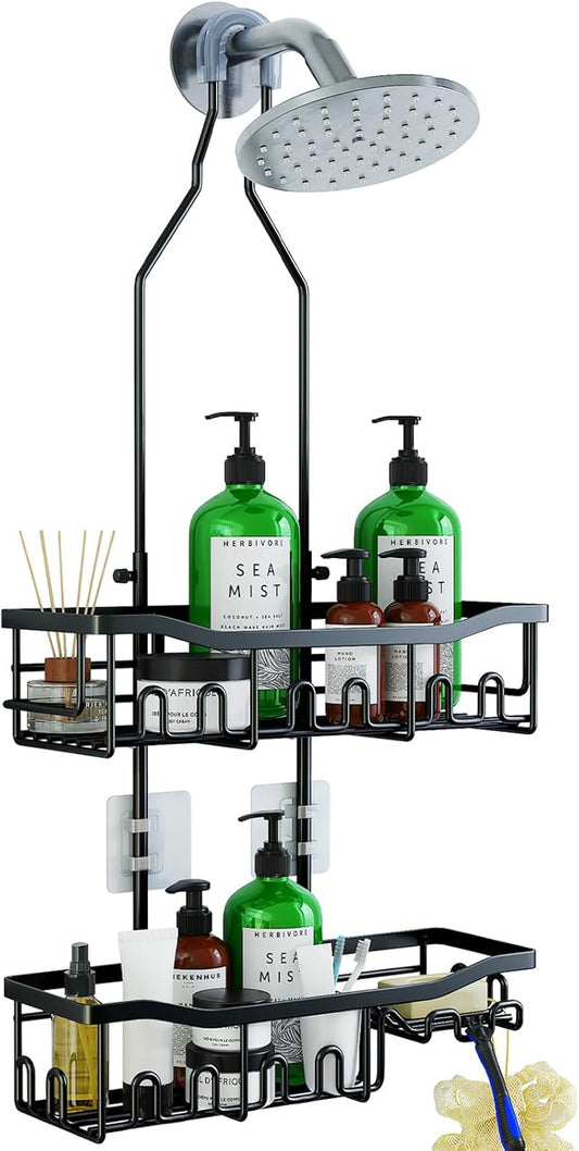 Skiennix Shower Organizer - Upgraded Extended Length Rustproof Caddy with Hooks | Large Bathroom Storage