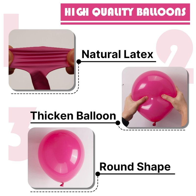 PartyWoo Hot Pink Balloons 100pcs 12 Inch Magenta Fuchsia Balloons for Baby Shower Gender Reveal Engagement Bachelorette Wedding Bridal Shower Anniversary Birthday Party Decorations Pink-Y12
