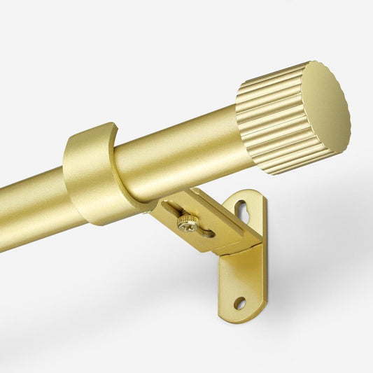 AMZSEVEN Curtain Rods for Windows, Drapery Rod 1 inch Diameter, Curtain Rod with Cylindrical Finials (Gold, 16" to 48" - 1'' rod)