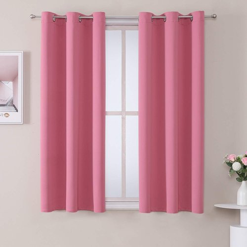 ChrisDowa Grommet Blackout Curtains - Thermal Insulated Room Darkening Panels, Pink, 38W x 45L