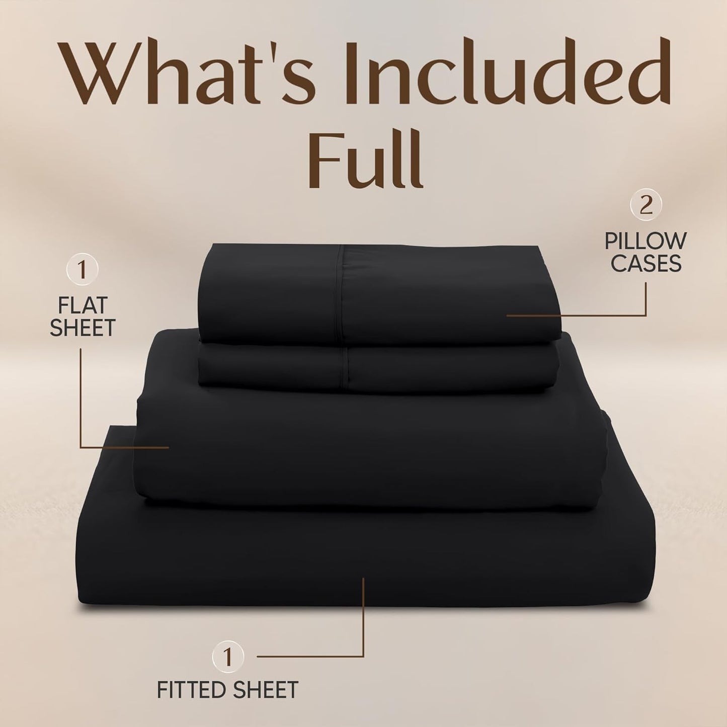 Utopia Bedding Full Sheet Set - Soft & Breathable 4-Piece Microfiber Bed Sheets for Full Size Bed | Black