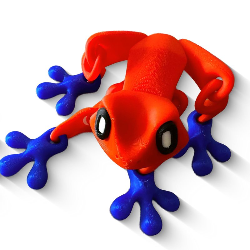 3D Printed 7.92-inch Magnet Frog Toy, Articulated 3D Printed Animals Toys, Can be Used for Refrigerator/Car Decoration. (Red+Blue)