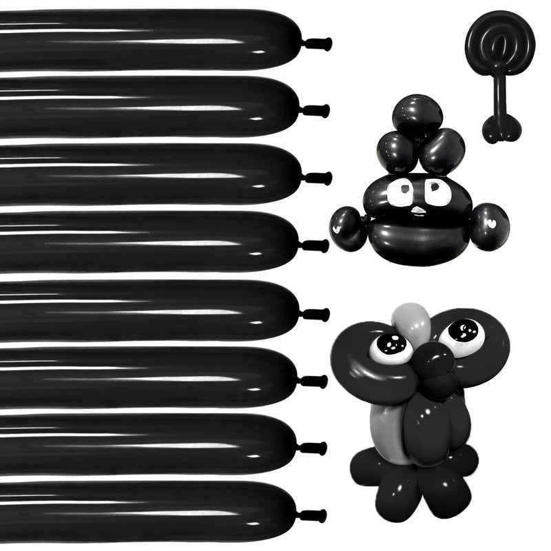 Black 260 balloons, Thickening Latex Black 260q Balloons for Animal Model, 100pcs Long Twisting Balloons for Halloween Xmas Presents, Animal Shape Weddings, Birthdays Clowns.