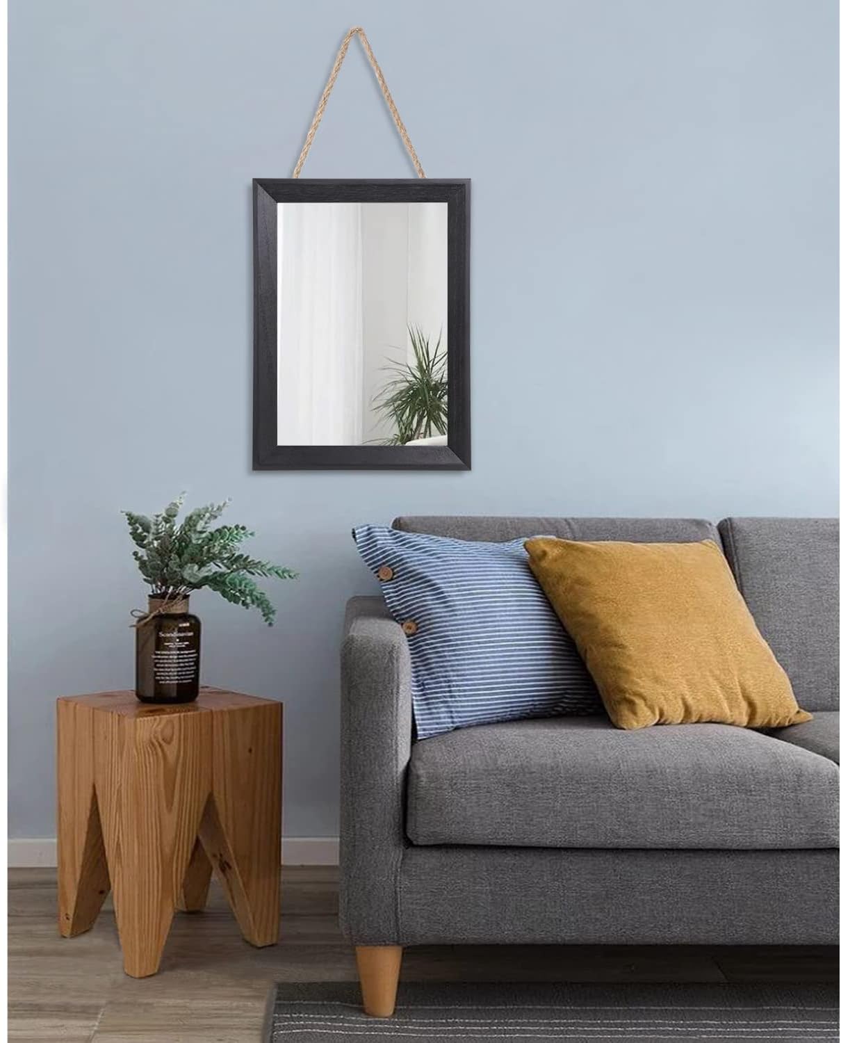 AAZZKANG Black Rectangle Wall Mirror - Decorative Wood Framed Design for Bedroom, Bathroom, or Living Room