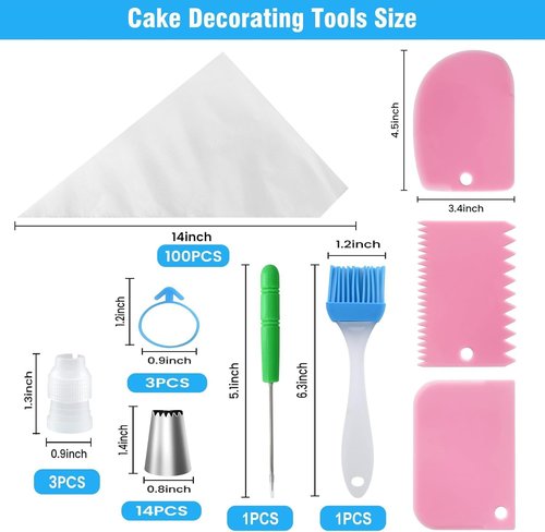 firstake Piping Bags and Tips Set - 100pcs Disposable Piping Bags, 12 Inch Icing Bags, Thickened Pastry Bags, Anti Burst Frosting Bags, Non-slip Cake Decorating Bags for Baking Cupcake and Cookies