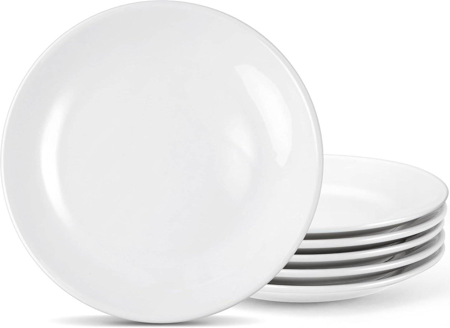 Skiennix 6-Piece Ceramic Dessert Plates Set - 7-Inch White Porcelain Salad & Appetizer Dishes | Microwave & Dishwasher Safe