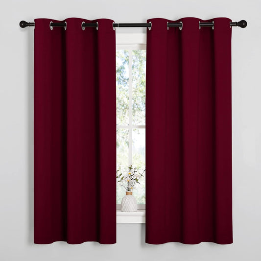 NICETOWN Blackout Curtains - Energy-Efficient Window Drapes for Bedroom & Living Room | Wine Red, 2 Panels, 42x63 Inches