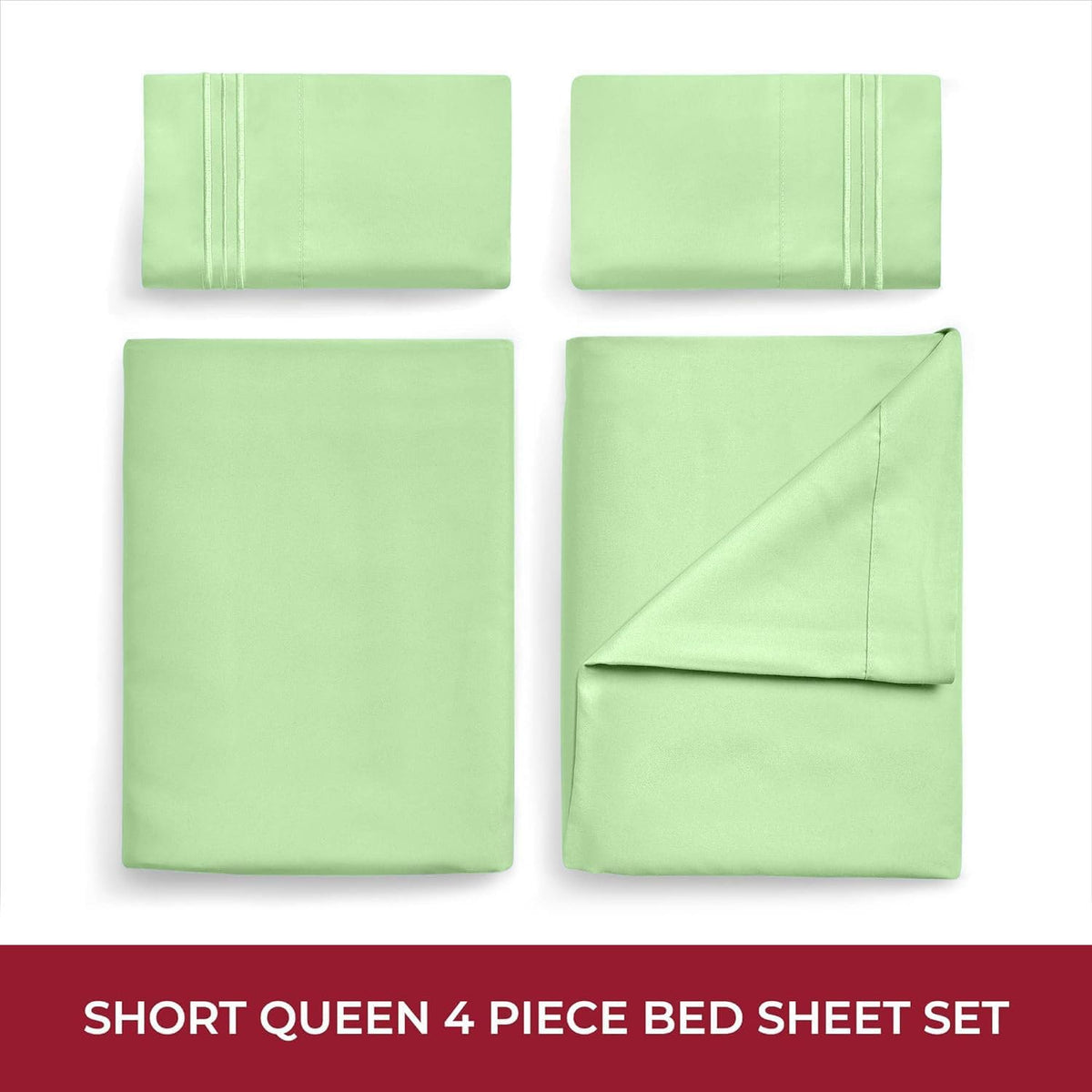 Mellanni RV Short Queen Sheets | 4-Piece Hotel Luxury Bedding Set - Extra Soft, Cooling, Deep Pocket (Pistachio)