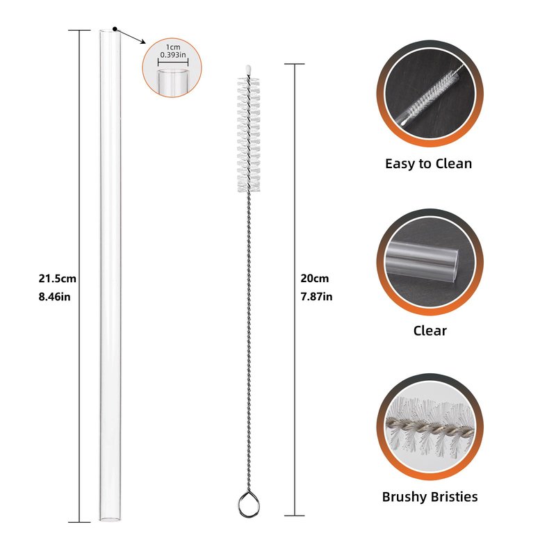 Replacement Straws for Hydrojug traveler 40 oz, Reusable Plastic Straws Compatible with Hydrojug Cup, Clear Transparent Straight Drinking Straws, Set of 5 Reusable Straws with 2 Cleaning Brushes