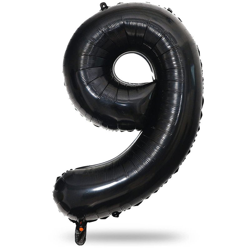 40'' Black Number 9 Balloons, Giant Self Inflating Foil Number Balloons Set 0-9, Large Digital 9 Helium Balloon for Girls Boys 9th Halloween Birthday Party Decorations Anniversary Photo Shoot Supplies