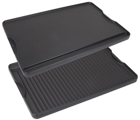 Cast Iron Griddle for Gas Grill, 16" x 24" Reversible Pre-Seasoned Large Flat Top Griddle Plate for Camp Chef etc., Stovetop/Electric/Propane/Charcoal, Outdoor Cooking Oblong Grilling Pan for Camping