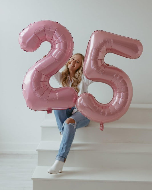 Pearlescent Pink Number 22 Balloons 40 inch, 22 Number Balloons, 22nd Birthday Decorations, 22 Year Old Women Pastel Pink Party Supplies