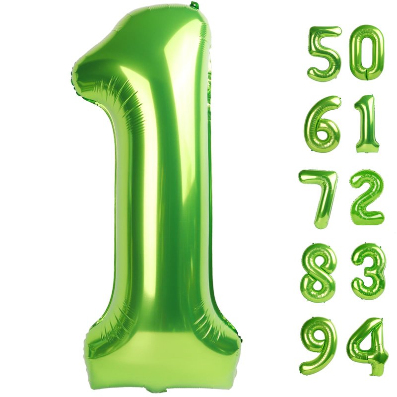 40 Inch Light Green 1 Balloon for First Birthday, 1st Number Balloons Birthday Decorations for Girl Kids Toddler Baby, One Giant Number 1 Balloon