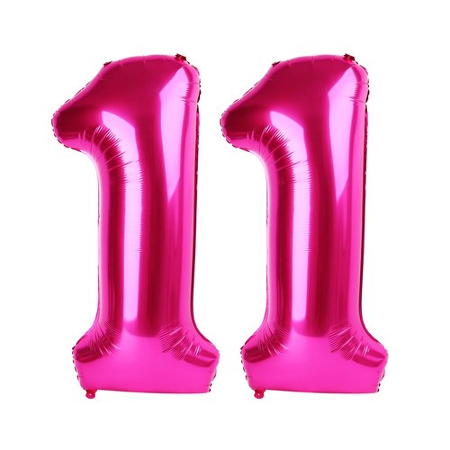 Hot Pink Number 11 Balloons 40 inch, 11 Number Balloons, 11th Birthday Decorations for Girls 11 Year Old Hot Pink Party Supplies