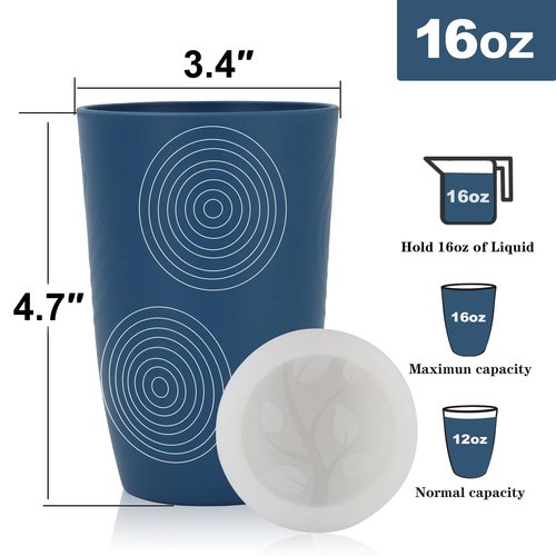 Homienly Wheat Straw Cups,Unbreakable Drinking Glasses 16oz,6-Pack Dishwasher Safe Cups with Lids for Parties,Beach-Colorful