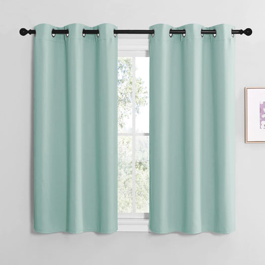 NICETOWN Aqua Blue Room Darkening Curtains - Thermal Insulated Grommet Drapes (Set of 2, 42" x 50")