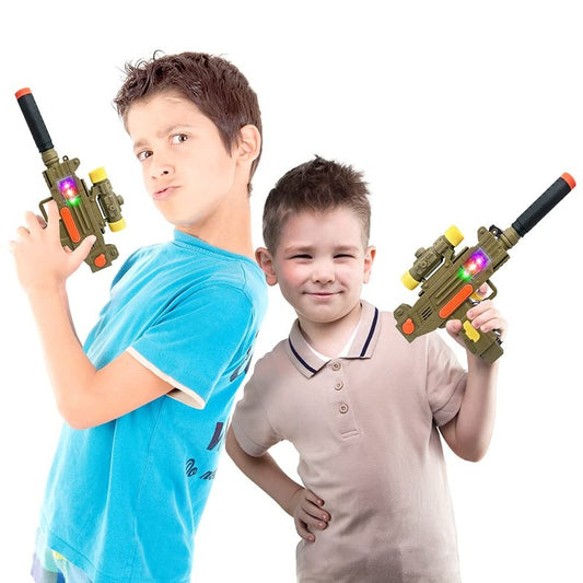 ArtCreativity LED Uzi Style Toy Gun - 12.5 Inch Light Up Machine Gun Toy with Realistic Sound Effects, Cool Pretend Play Gun for Kids, Fun Gift Idea for Boys & Girls - Batteries Not Included