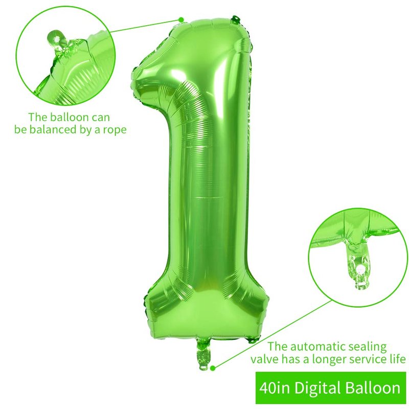 TONIFUL 40 Inch Large Green Numbers Balloons 0-9, Number 1 Digital 1 Helium Foil Mylar Big Number Balloons for 2026 Graduation New Year Eve Birthday Party Anniversary Supplies Decorations